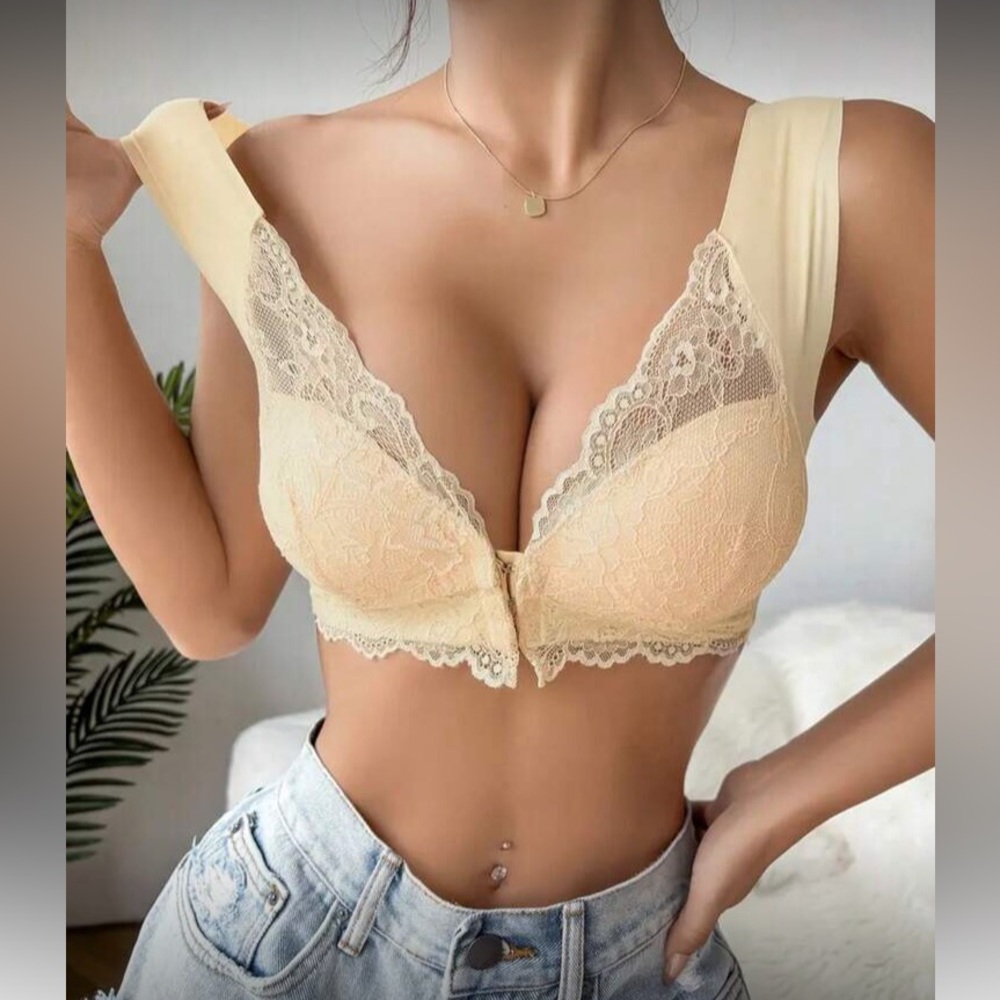 Elegant Apricot  Lace Bralette